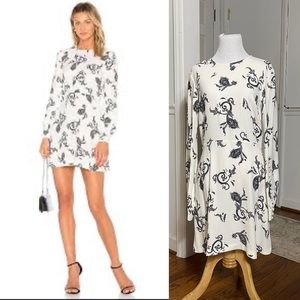 A.L.C. Lauren Dress Eggshell & Black Paisley Silk | Size 8 | NWOT